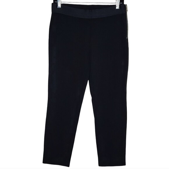 Everlane Cropped Ponte Pants Satin Waistband Side Zip Black Women's Size 6 - Picture 1 of 10